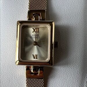 Anne Klein Gold-Tone Square Mesh Bracelet Watch